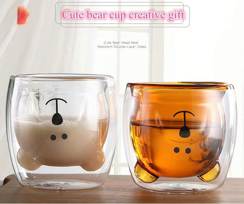 Old Fashioned Glasses, Cute Beer Mugs, Bear Tea Cup Coffee Couple Glass Mugs for Valentine's Day Gifts
