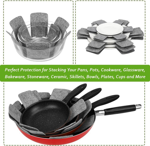 BOYAN Pot and Pan Protectors, Set of 12, Cookware Dividers Pads for Protecting and Separating Pots