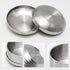 Set of 2 Stainless Steel Rice Bowls with Lid, Double-walled Metal Bowls for Korean Kitchen, 11.5cm Silver