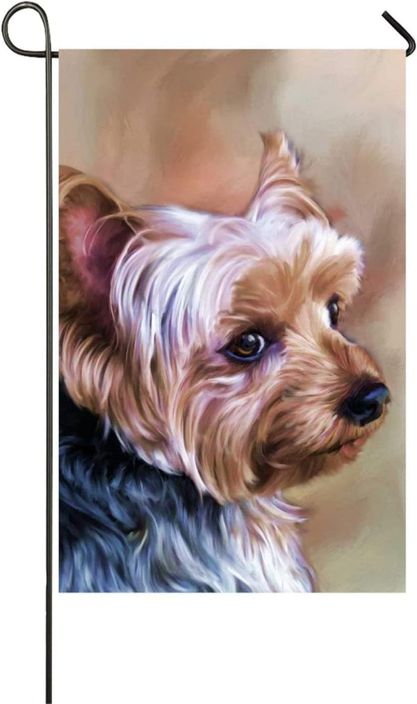 Yorkie Dog Garden Flag Welcome - Double Sided Small Yorkie Mom Banners and Flags 12 x 18 for Outdoor Seasonal