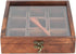 9x9 Inch 9 Ajuny Wooden Spice Box - Decorative Masala Dabba Organizer with Glass Lid, Compartments & Spoon, Spice