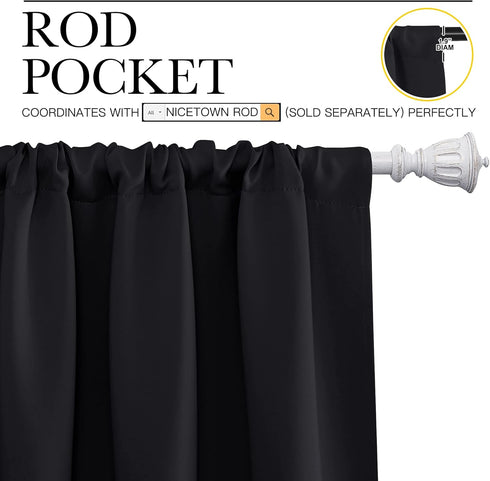 NICETOWN Halloween Black Out Curtain Panels - Energy Smart Thermal Insulating Drapes for Small Window (2 Panels)
