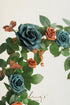 5FT Ling's Moment Teal Blue Artificial Flower Garland Burnt Orange Rose Eucalyptus Leaves Floral Garland Arch Flowers