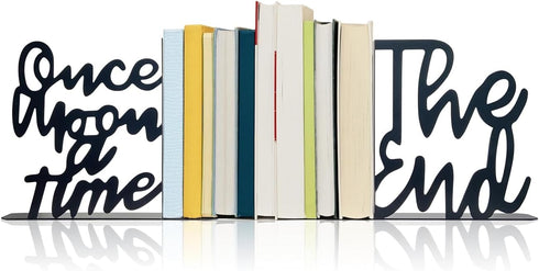MAKABAKA Once Upon A Time Bookends,Metal Decorative Bookends,Once Upon A Time Sign for