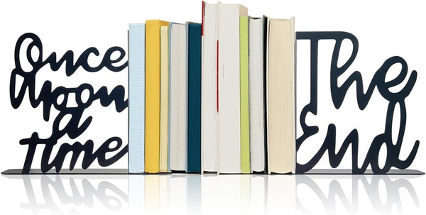 MAKABAKA Once Upon A Time Bookends,Metal Decorative Bookends,Once Upon A Time Sign for