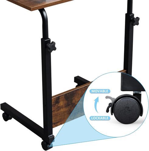 Henf Mobile Sofa Side Table Rolling Bed Table Snack Table, Height Adjustable Portable Laptop Computer Stand Desks