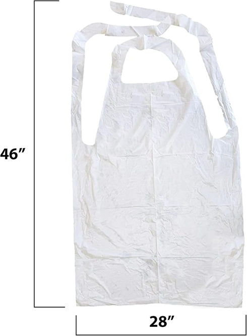 2 46"x28" MT Products Mil White Disposable Poly Aprons - Waterproof Plastic Bibs for Cooking, Dishwashing & Art (Bulk)