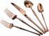 Copper Silverware Set, 5-Piece 18/10 Stainless Steel Flatware Cutlery Set, Mirror Finish, Dishwasher Safe