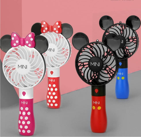 Kbinter Cute Personal Mini Fan - Handheld USB Rechargeable Fan with Colorful LED Light for Indoor Outdoor