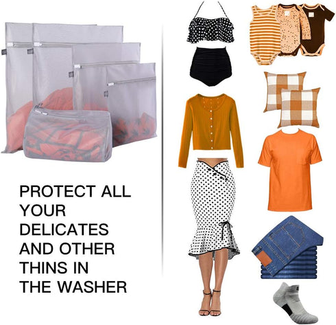 Kimmama Mesh Laundry Bag, Zippered Wash Bag for Cleaning and Drying Cloths, Garment, Delicates, Toys