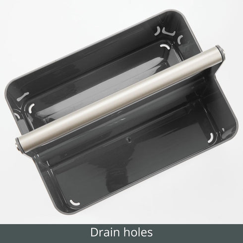 mDesign Plastic Shower Caddy Storage Organizer Utility Tote - Divided Bin for Bathroom, Dorm, Kitchen, Dark Gray