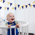 30Ft Navy Blue Gold and Beige Party Decorations, Royal Blue Gold Triangle Flag Pennant Banner for Events