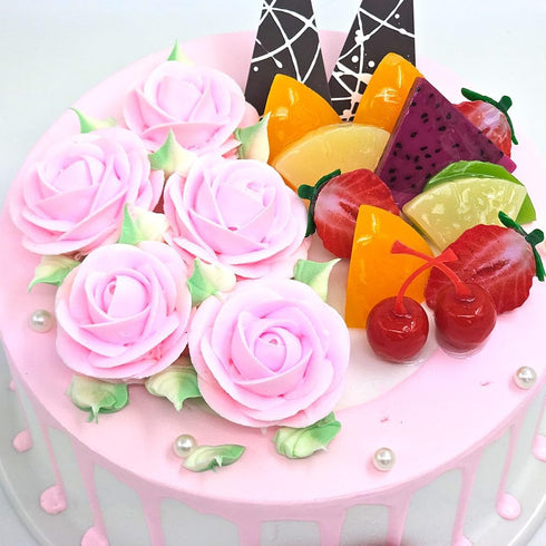 Nice purchase (8" Fake Birthday Cake Realistic Fake Food Bakery Shop Cake Display Model Party Decoration Faux Replica