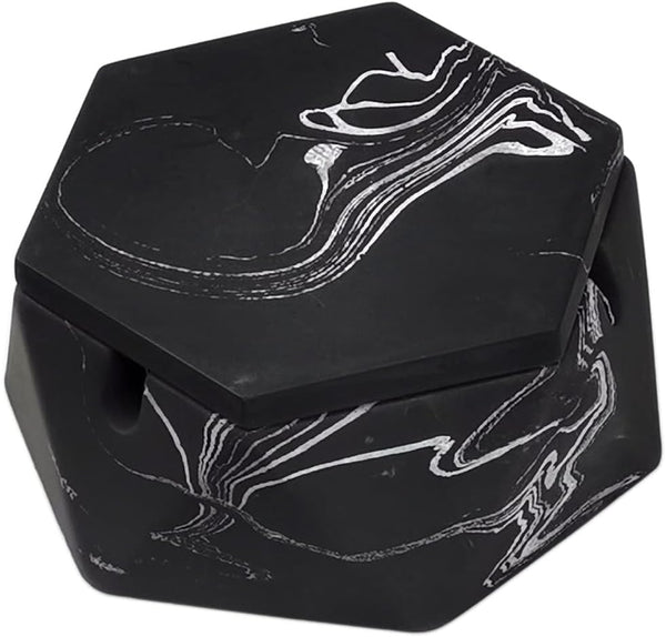 FREELOVE Concrete Ashtray with Lid, Stainless Steel Ashtrays for Cigarettes, Indoor Outdoor Windproof Patio Decor