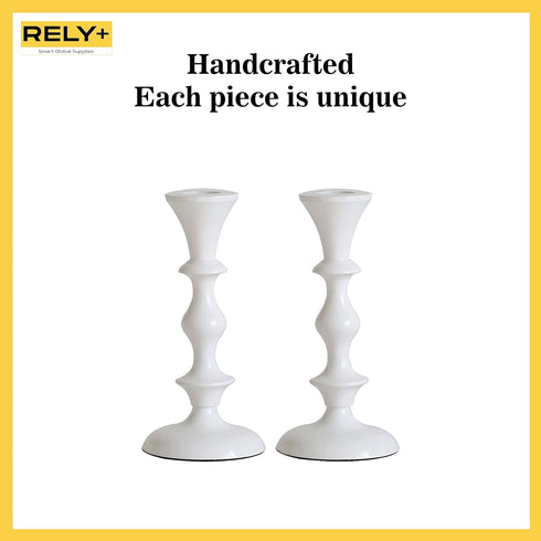 Rely+ White Candle Holders Set of 2 Decorative Centerpiece Table Holders for Taper Candles Home Decor Wedding