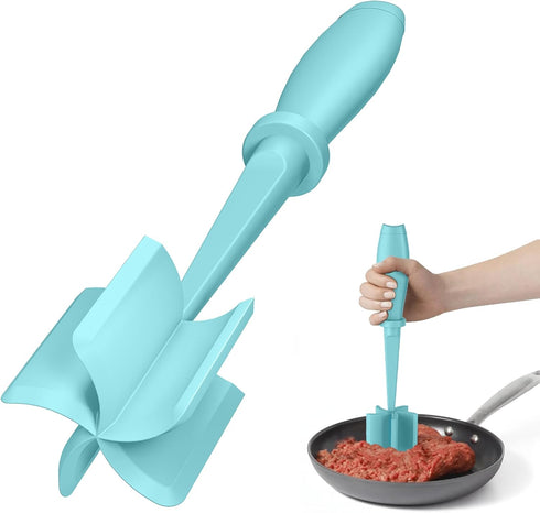 Premium Meat Chopper - Hamburger Chopper, Heat Resistant Masher for Ground Beef, Ground Turkey, Nylon Tool and Meat Fork