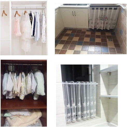 Cupboard Bars Tension Rods, 4 Pack Spring Tension Rods 7-10.6 Inch Steel Adjustable Curtain Rod Shower Rod