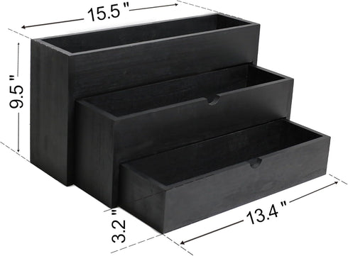 GOVOKOI 3-Tier 12 Bottle(750ml) Black Wood Coffee Syrup Rack Organizer, Separated Bottle Holder for Coffee Bar, Storage