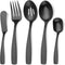 O.C.E. 5-Piece Matte Black Serving Flatware Set, Stainless Steel Utensil Set, Dishwasher Safe Hostess Tableware