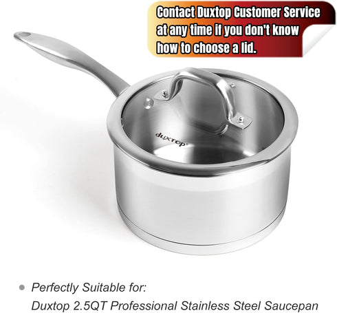 Duxtop Cookware Glass Replacement Lid, 7inch Interior Diameter, 7-5/8inch Exterior Diameter