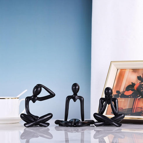 XMGZQ Black Thinker Figurines,Abstract Bookshelf Figures,Knick Knacks Home Decor,Plastic Thinker Statue Kit,Black