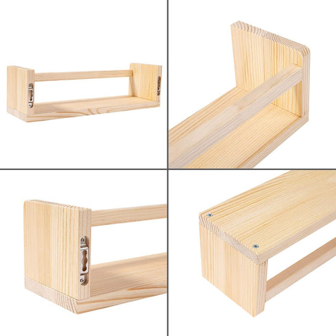 16 Inch-Small AZSKY Floating Nursery Book Shelves-Natural Wood Bookshelf for Kids Room Bookshelf Wall Mounted for Baby