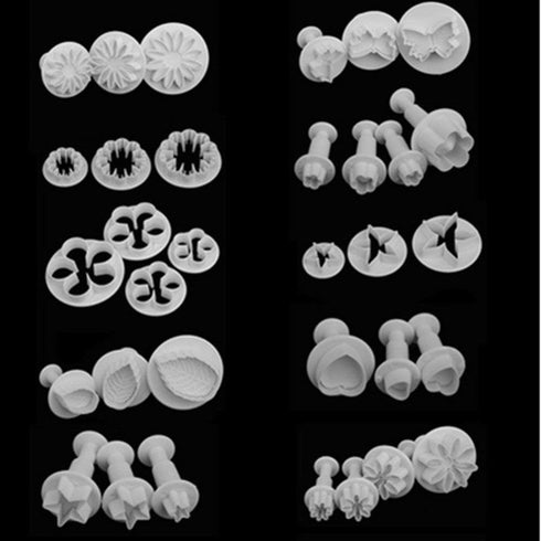 33 Piece Fondant Cake Cookie Plunger Cutter Mold, DIY Sugarcraft Flower Leaf Butterfly Heart Shape Tools