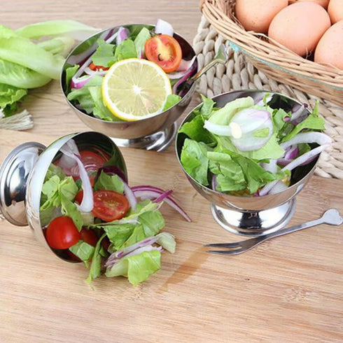 DOITOOL 2PCS Stainless Steel Ice Cream Bowls Set, Footed Dessert Cups for Sundae, Ice Cream, Snack