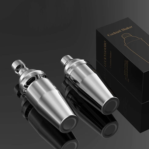 Professional Stainless Steel Cocktail Shaker Set 24oz with Double Measuring Jigger, Built-In Strainer, Bartender Kit.