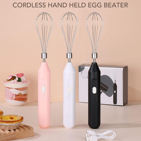 Electric Egg Beater, Cordless Hand Mixer with 3 Speeds for Home Baking
