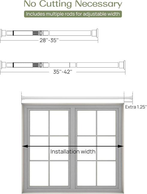 ALLZONE Heavy Duty Tension Shower Curtain Rod, 28-42 Inches, Adjustable Non-Slip for Bathroom and Closet