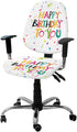 Happy Birthday To You Office Chair Cover, Stretchable Computer Chair Seat Cover with Colored Ribbon Abstract Art