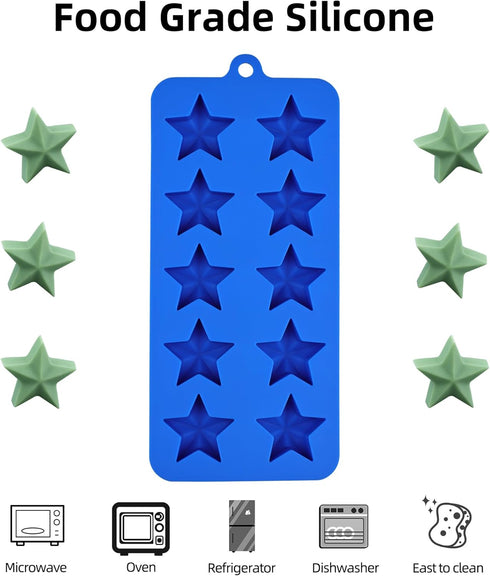 Star Chocolate Molds 3pcs - Silicone Star Candy Molds for Baking Ice Cube, Resin, Soap, Jelly (Star Size 1.93in)