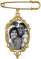Gold Wedding Bouquet Photo Charm Pin for Bridal Flower Bouquet Memorial Keepsake