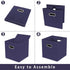 Navy Blue Fabric Storage Bins, Set of 3, 11x11x11 Foldable Cube Bins for Cloth or Accessory Storage