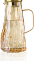 FANKAQI 1.8L Amber Glass Pitcher with Lid Bark Texture Design, Borosilicate Heat &