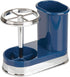 mDesign Decorative Bathroom Dental Storage Organizer for Electric Spin Toothbrush/Toothpaste - Navy Blue/Chrome