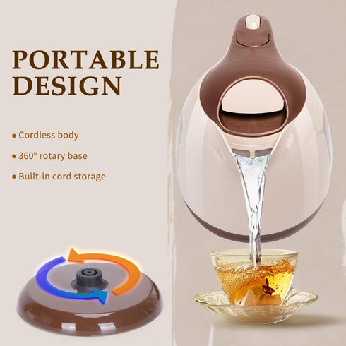 Aigostar Small Electric Kettle, 1L Portable Tea Kettle, 1100W with Automatic Shut-Off, BPA-Free (Brown)