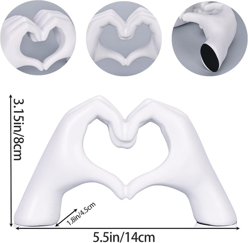 DOVDOV White Heart Hand Statues and Sculptures, White Room Decor Aesthetics for Living Room Coffee Table tv Cabinet