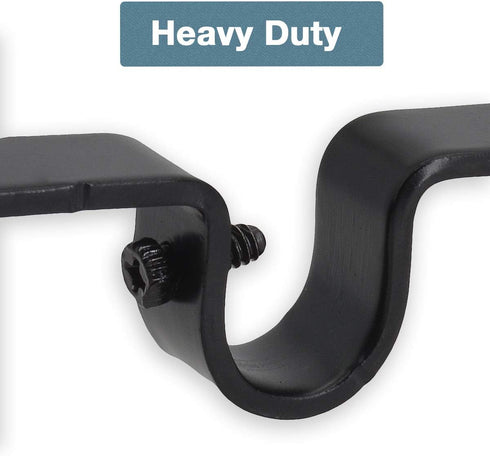OVOV 3 Pack Double Curtain Rod Bracket - Heavy Duty 1 and 5/8 Inch Holders for Bedroom Living Room, Brown