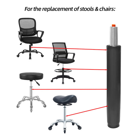 Adjustable Gas Lift Cylinder Tube for Office Chair Stool Replacement Parts, 14" to 22" Long, Heavy Duty, Black