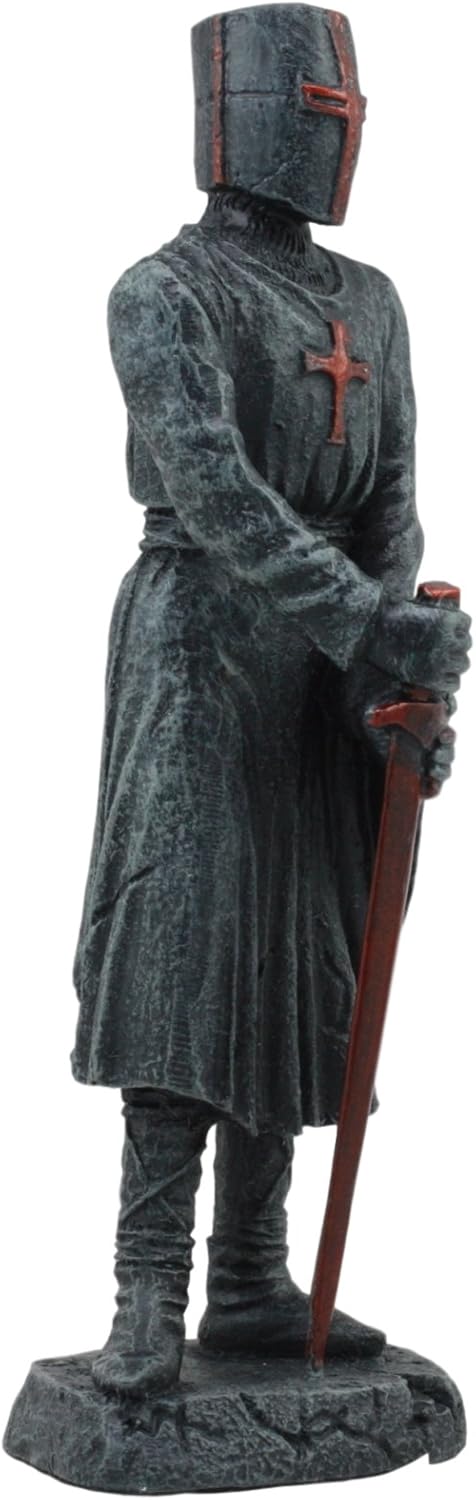 Ebros Holy Roman Empire Templar Crusader Knight Statue, 6" Tall, Suit of Armor Swordsman Decorative Sculpture