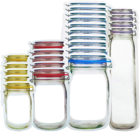 Candy Nut Bag, Set of 24 Reusable Mason Jar Bags, Ideal for Fresh & Leakproof Snack Storage