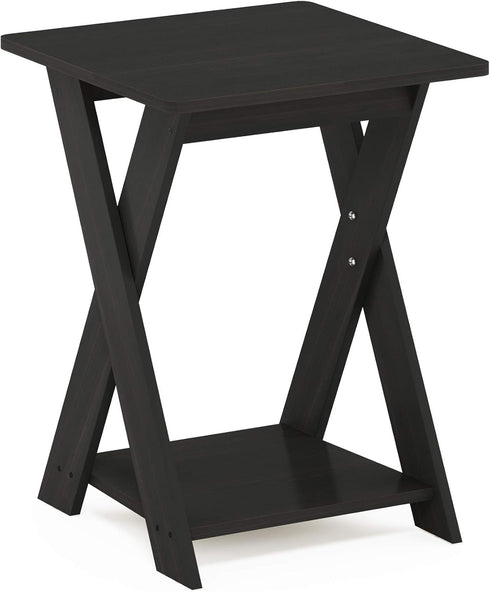FURINNO Modern Simplistic End Table, 1-Pack Without Tray, Espresso