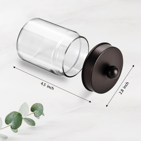 Amolliar Farmhouse Qtip Holder Dispenser for Cotton Swabs, Clear Plastic Apothecary Jar for Bathroom Countertop
