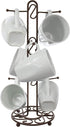 Blue Donuts Farmhouse Coffee Mug Rack, Bronze Coffee Cup Holder for 6 Mugs, Vintage Organizer