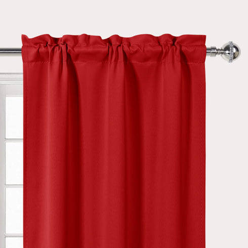 DWCN Red Christmas Valance Curtains for Windows, 52 x 18 inch, Rod Pocket Blackout, 1 Panel for Kitchen Bedroom