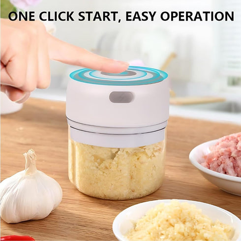 Mini Electric Food Processor and Garlic Chopper - 250ML, USB Charging, 3 Blades for Chopping Vegetables, Garlic, Meat