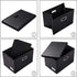 PRANDOM Large Collapsible Storage Bin with Lid, Black Leather Fabric Foldable Box Organizer for Home, 1-Pack.