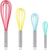 HOTEC 4 Pieces Silicone Whisks Set, Non-slip Handle Wire Balloon Whisks for Cooking, Beating, Blending (Multicolor)